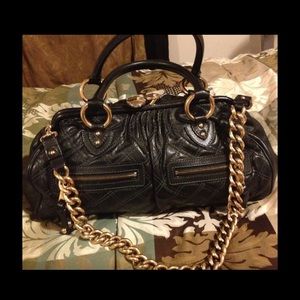 Vintage Authentic Marc Jacobs Handbag Satchel Black Quilted Leather